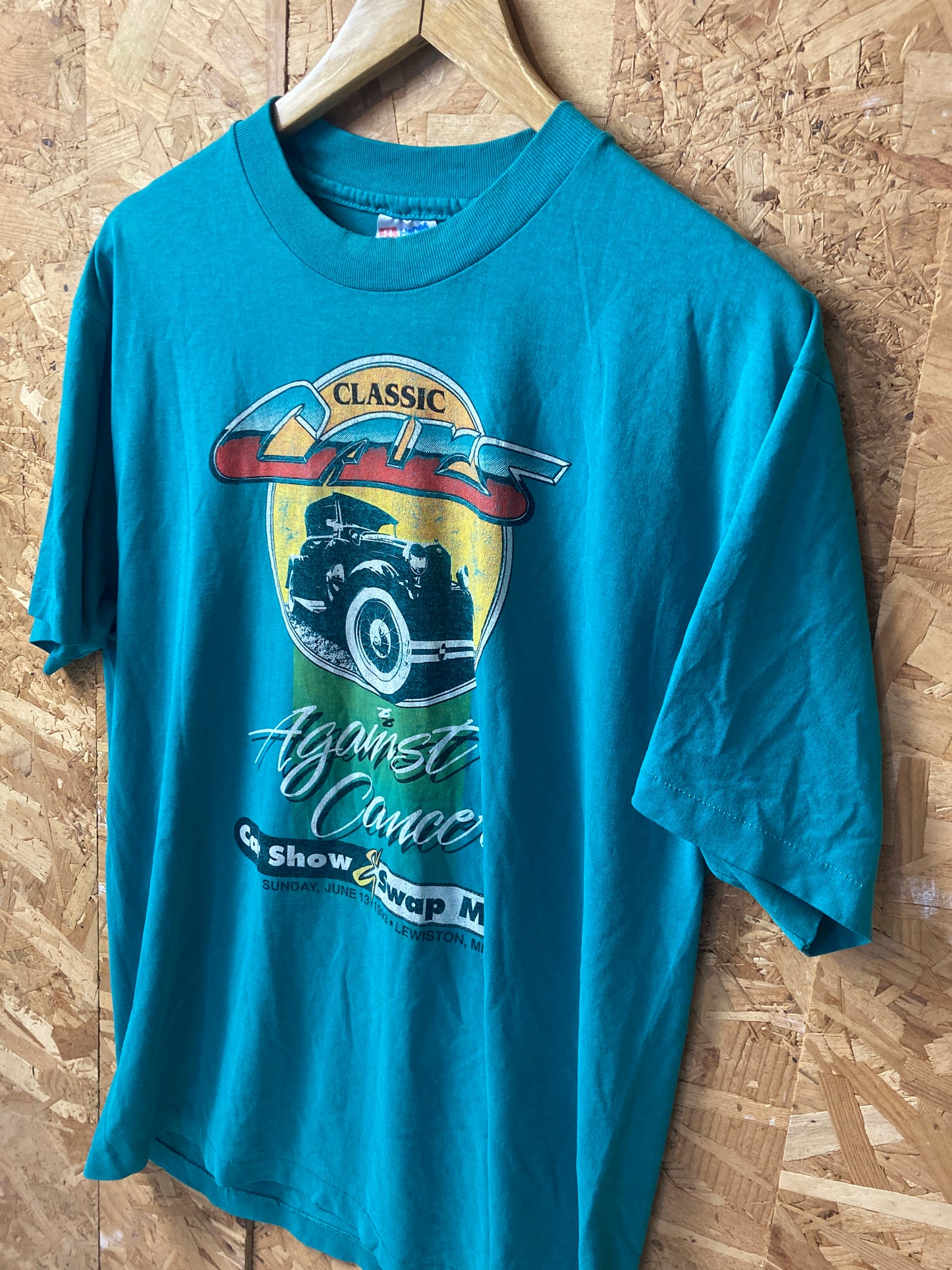 Vintage 93 green classic car meet single stitch souvenir t-shirt size large