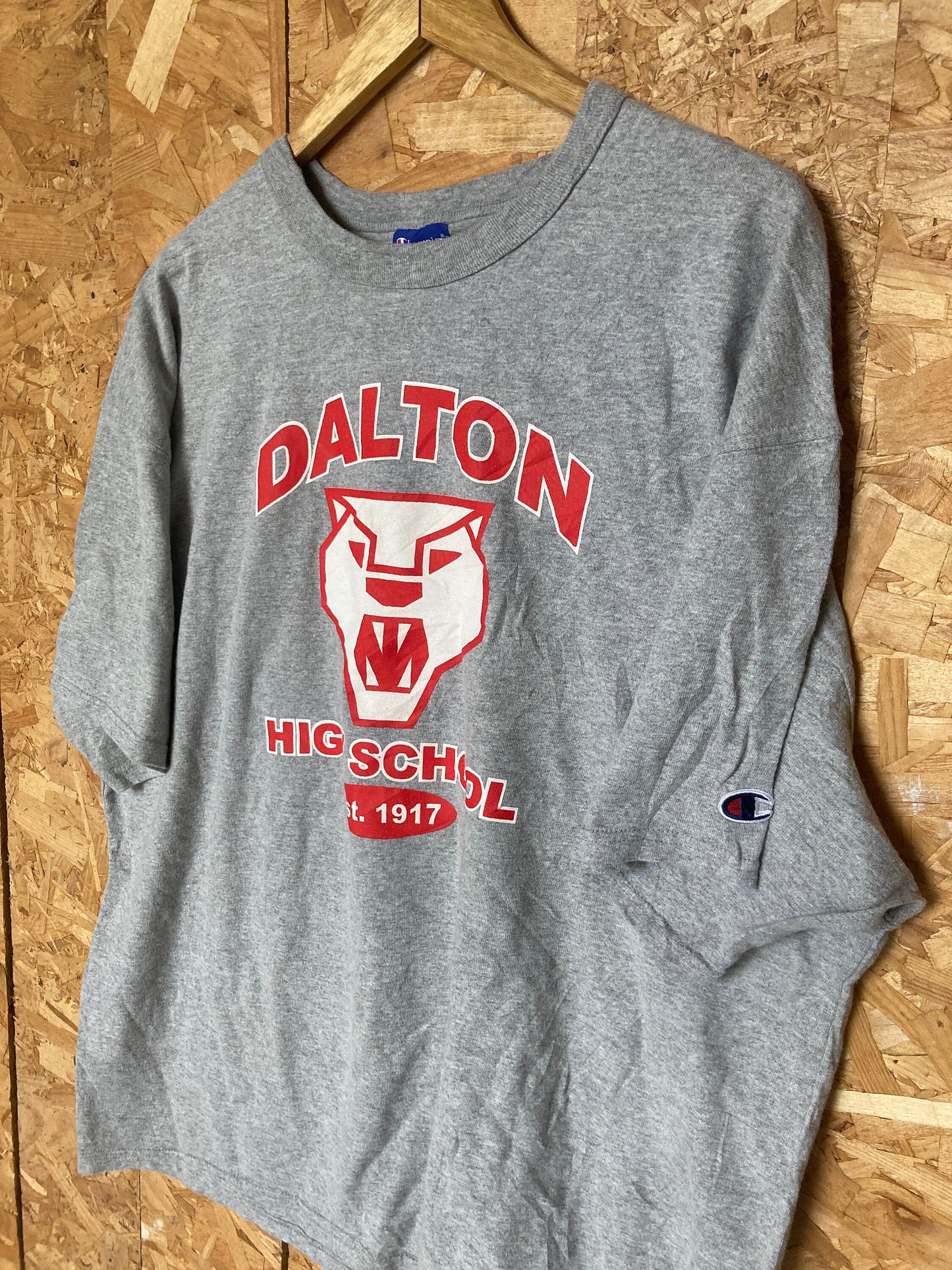 Vintage 90s Dalton High School Athletics USA souvenir grey marl oversized  t-shirt size XL by Champion