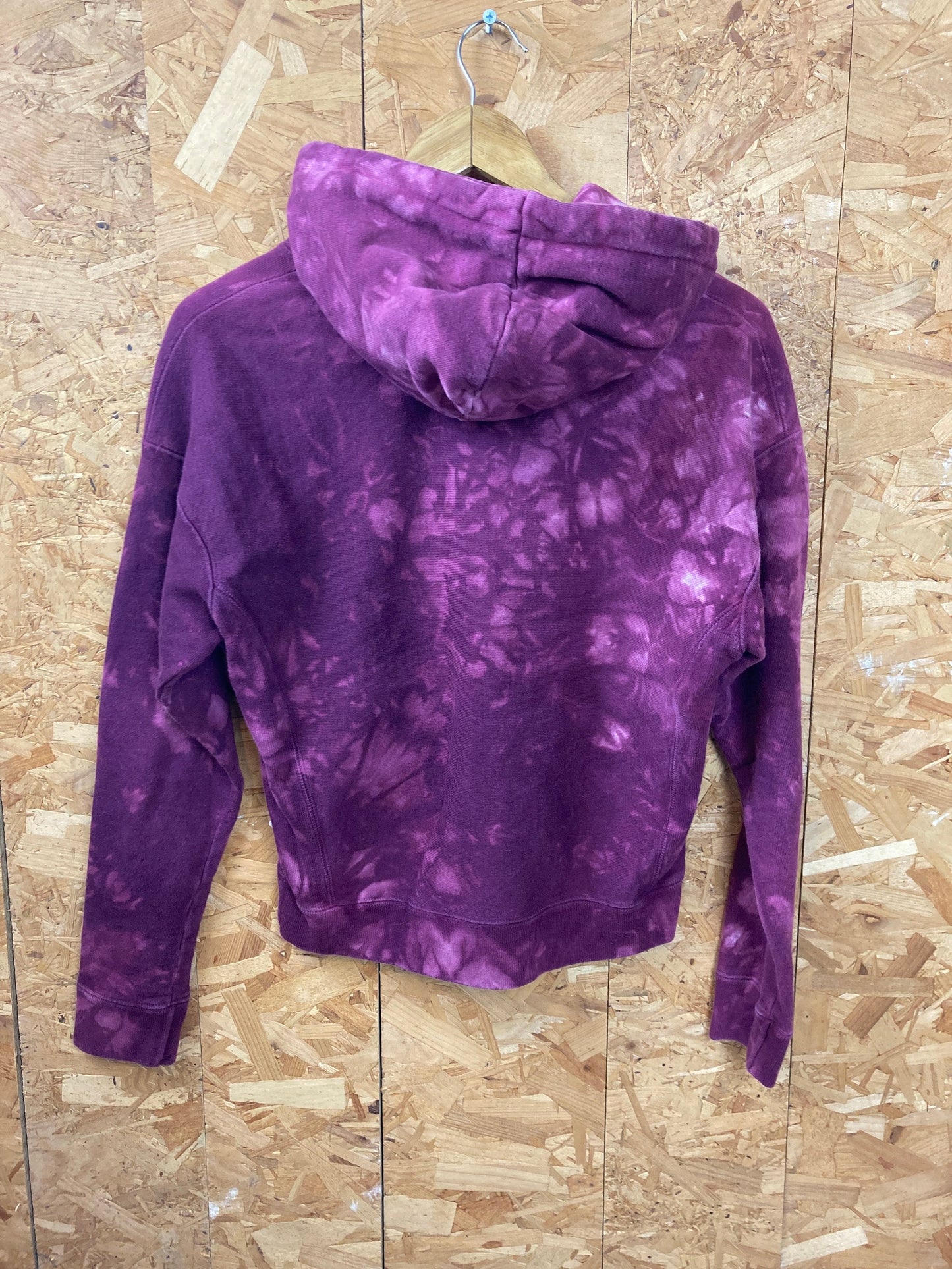 Vintage 90s Champion USA reverse weave  customised tie dye purple hoodie with golden spellout size small