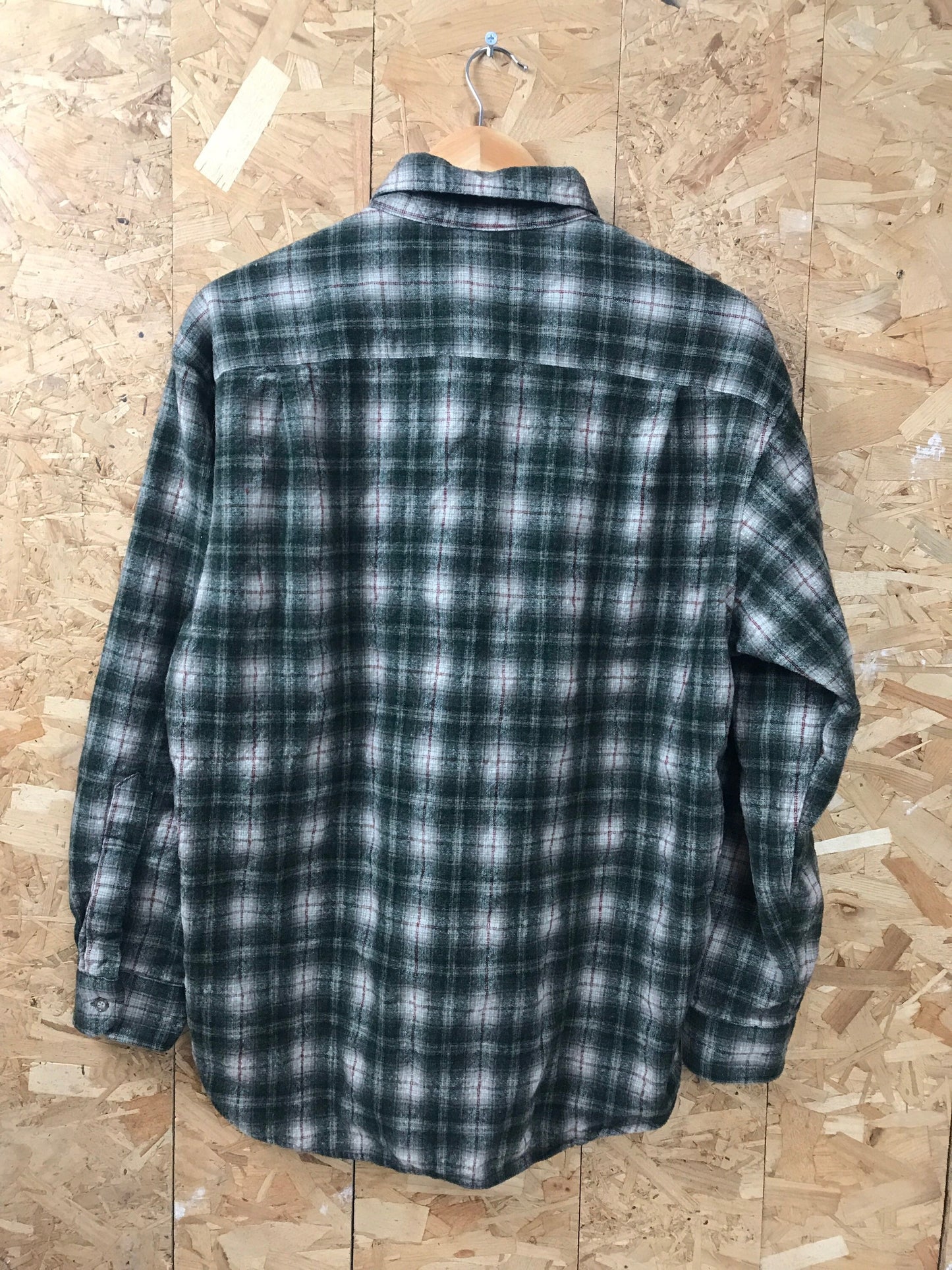 80s vintage Pendleton USA  green brown beige check wool western shirt size large