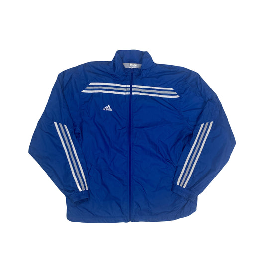 Vintage Y2K Adidas blue white zip track shell top windbreaker jacket old-school b-boy size Large