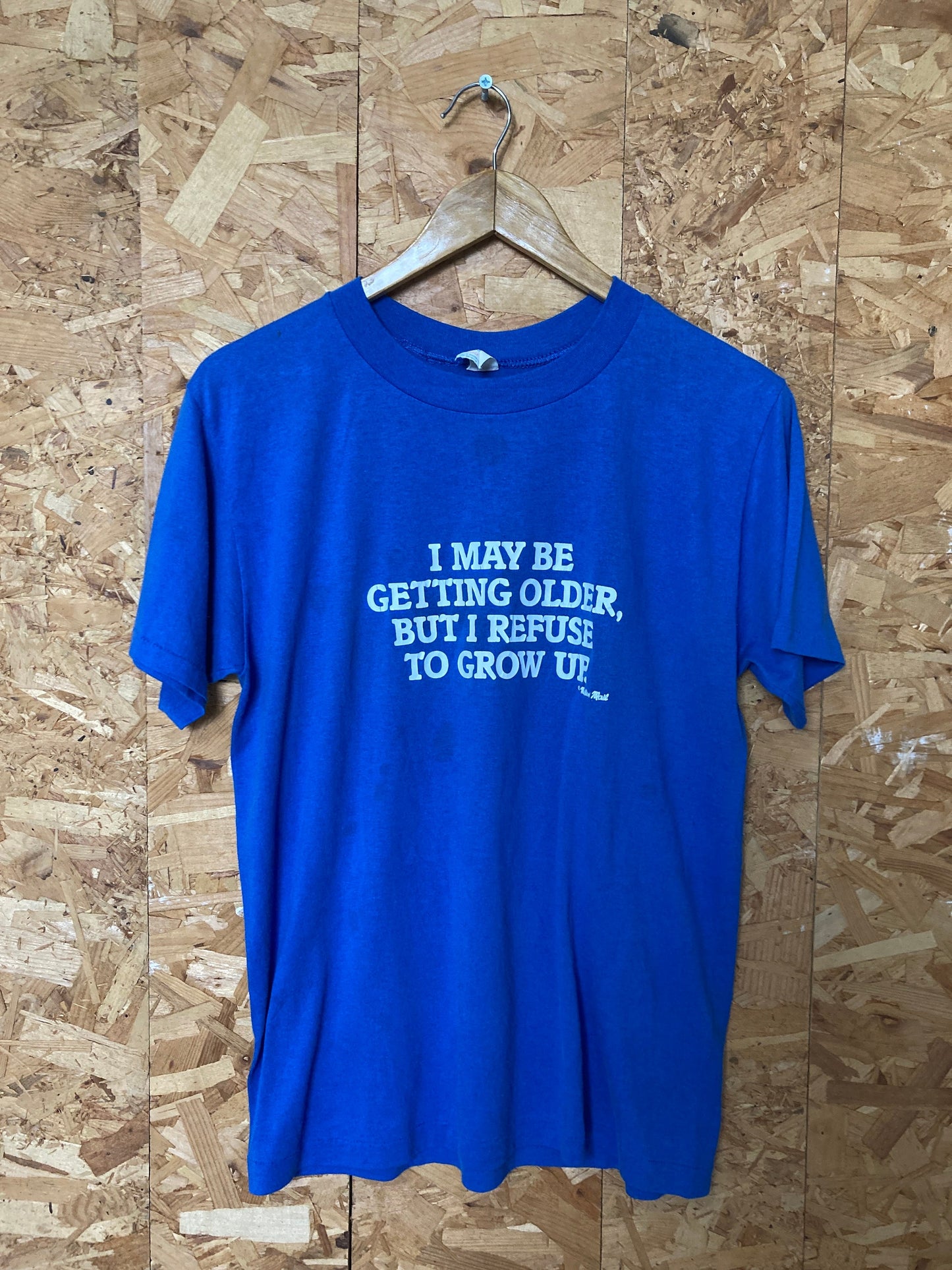 Vintage 80s Quirky “I may be getting older but I refuse too grow up” souvenir USA blue t-shirt size medium