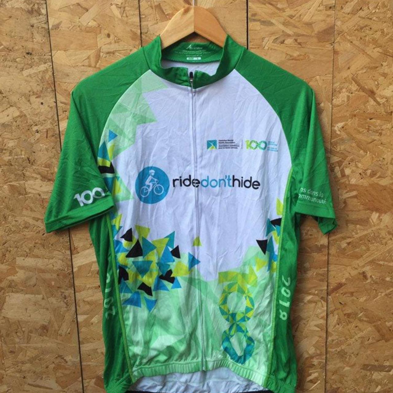 Green White 100 year centenary Rocky Mountain Canada souvenir tour de France style Race Jersey size large