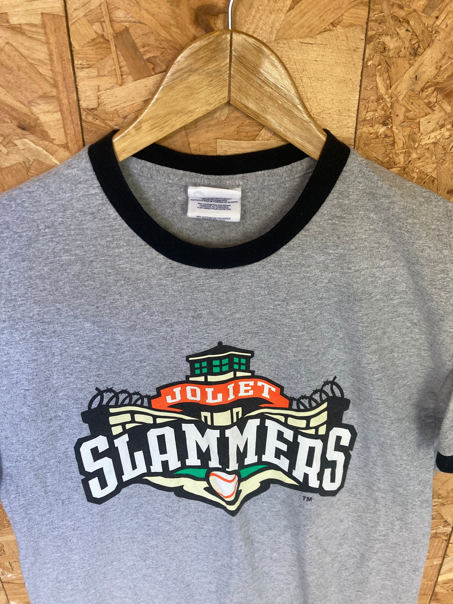 Vintage 90s Joliet Slammers Baseball team Illinois USA souvenir grey marl t-shirt size large