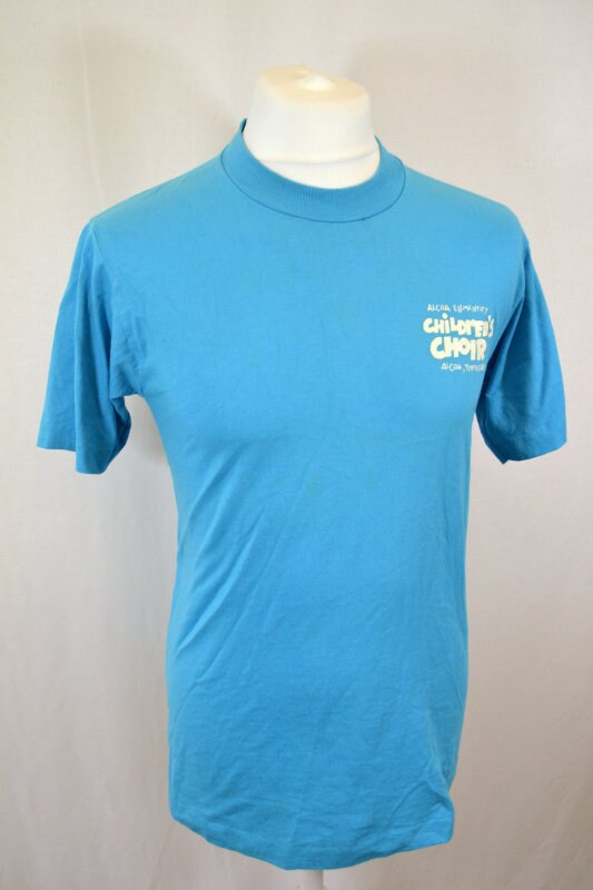 Vintage 90s bright blue Alcoa Tennessee Children’s Choir quirky souvenir USA t-shirt size medium