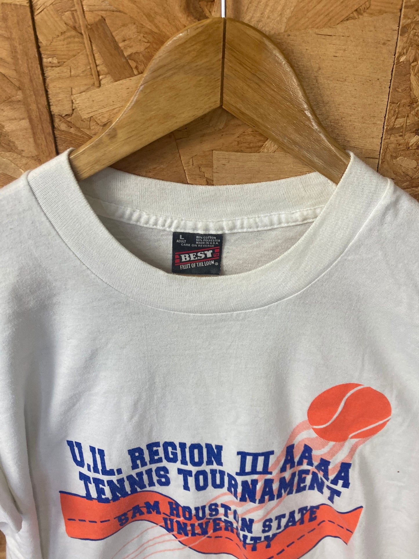 Vintage 90s Houston University Tennis Tournament Go Hard or Go Home USA souvenir white orange t-shirt size large