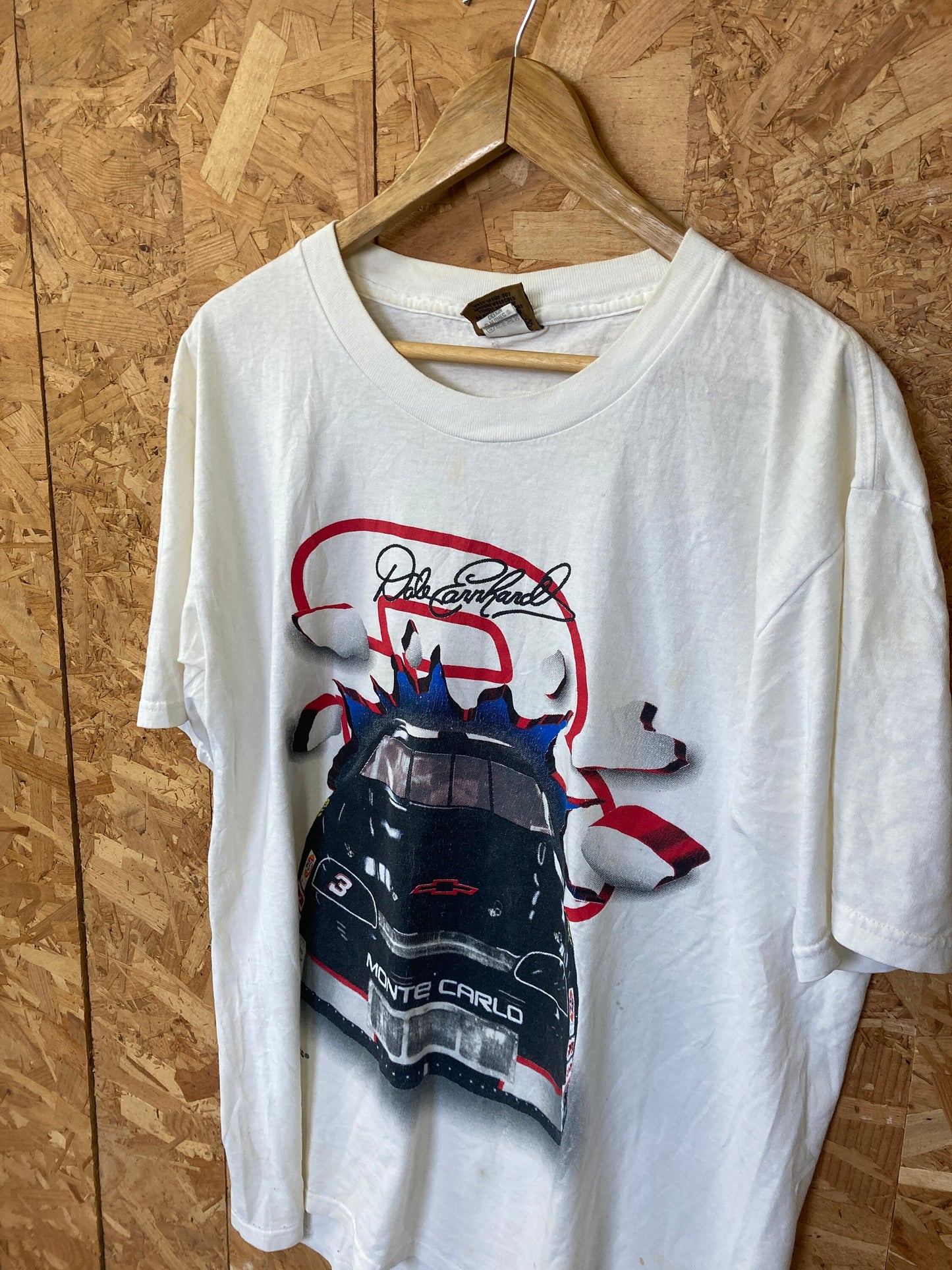 Vintage Y2K white NASCAR Dale Earnhardt t shirt size large by nutmeg thrashed grade B