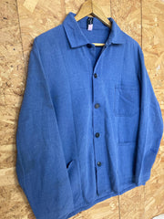 Vintage 80s faded cornflower blue brushed cotton button up chore workers jacket size medium