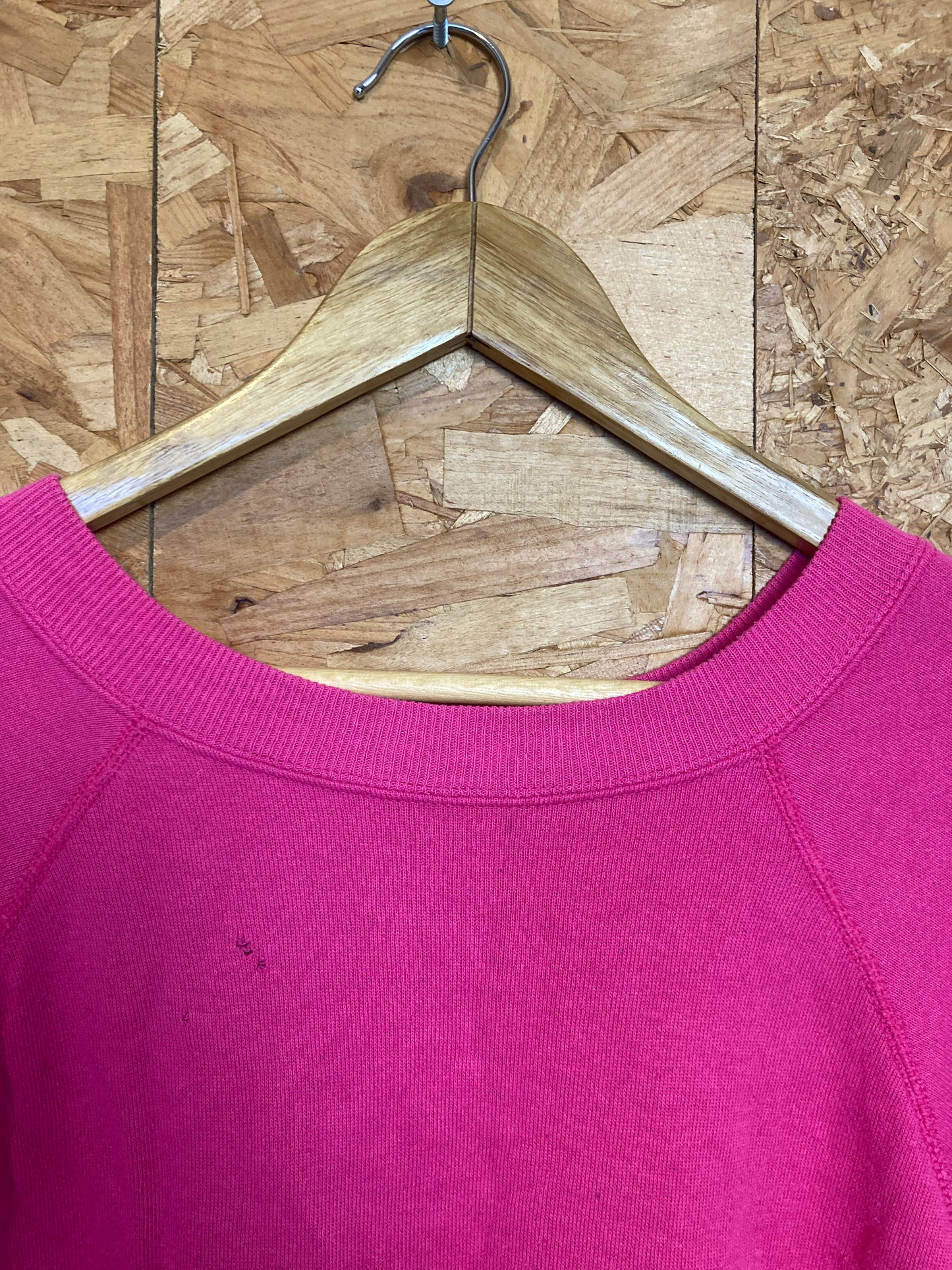 Vintage 90s cerise neon pink plain solid colour crew neck sweater size XXL