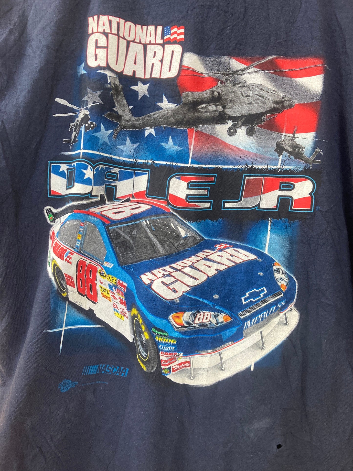 Vintage 90s NASCAR Dale Earnhardt Jr nationall guard faded navy blue souvenir t-shirt size large