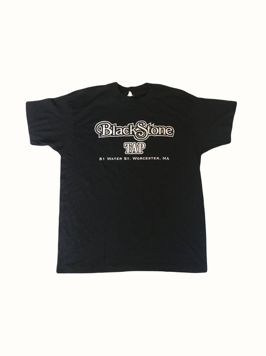 Vintage 90s Blackstone Tap Worcester MA USA black tavern bar roadside cafe souvenir t-shirt size small