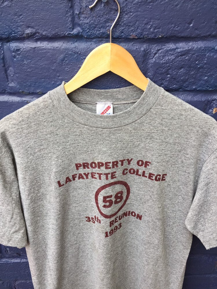 Vintage 93 Lafayette College reunion USA souvenir college varsity grey marl t-shirt size large