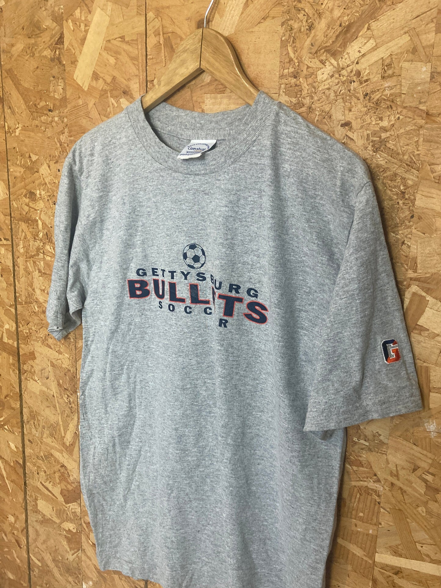 Vintage Y2K Gettysburg Bullets Soccer USA souvenir grey marl t-shirt size medium