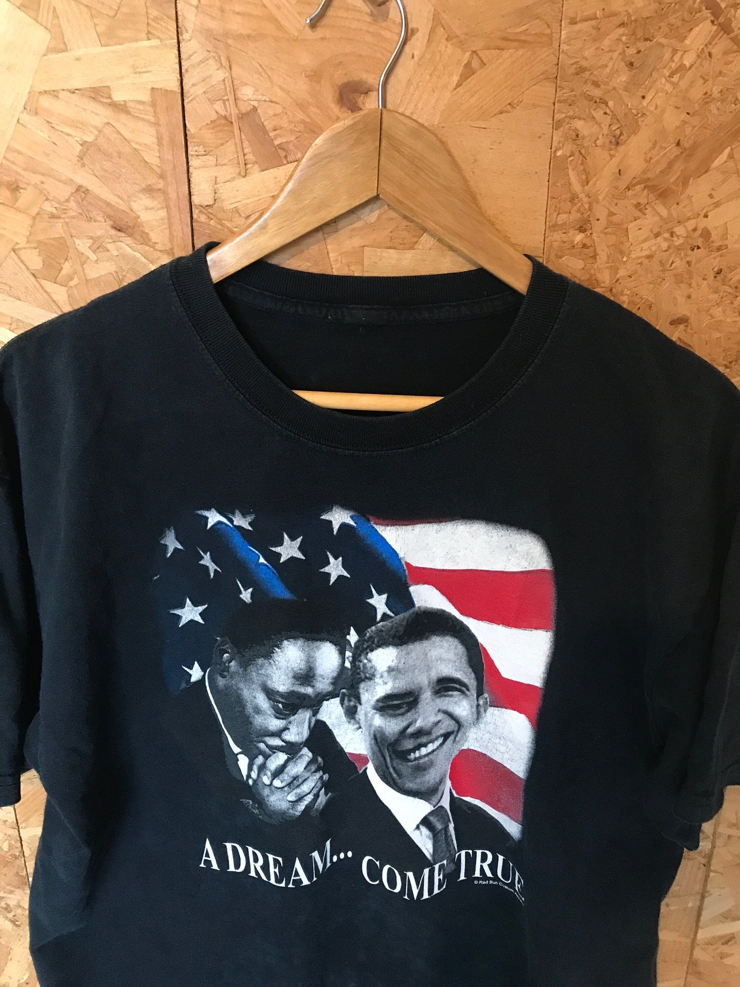 Vintage Y2K Martin Luther King & Barack Obama USA black distressed souvenir t-shirt size XL