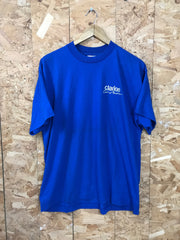 Vintage 90s Clarion Car Audio USA souvenir workers promotional blue quirky t-shirt size XL