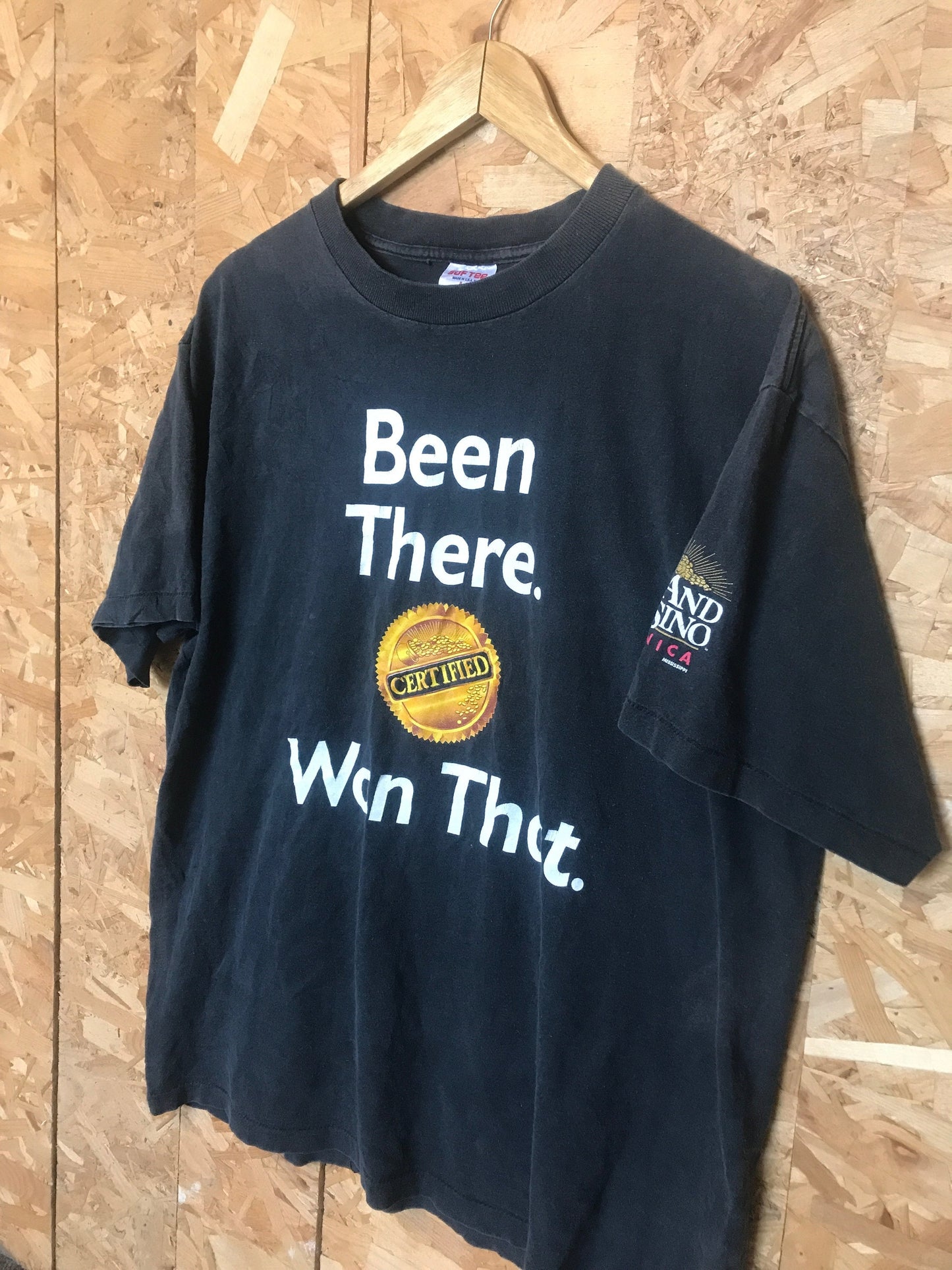 Vintage 90s Been There Won That Tunica Mississipi Grand Casino USA black distressed souvenir t-shirt