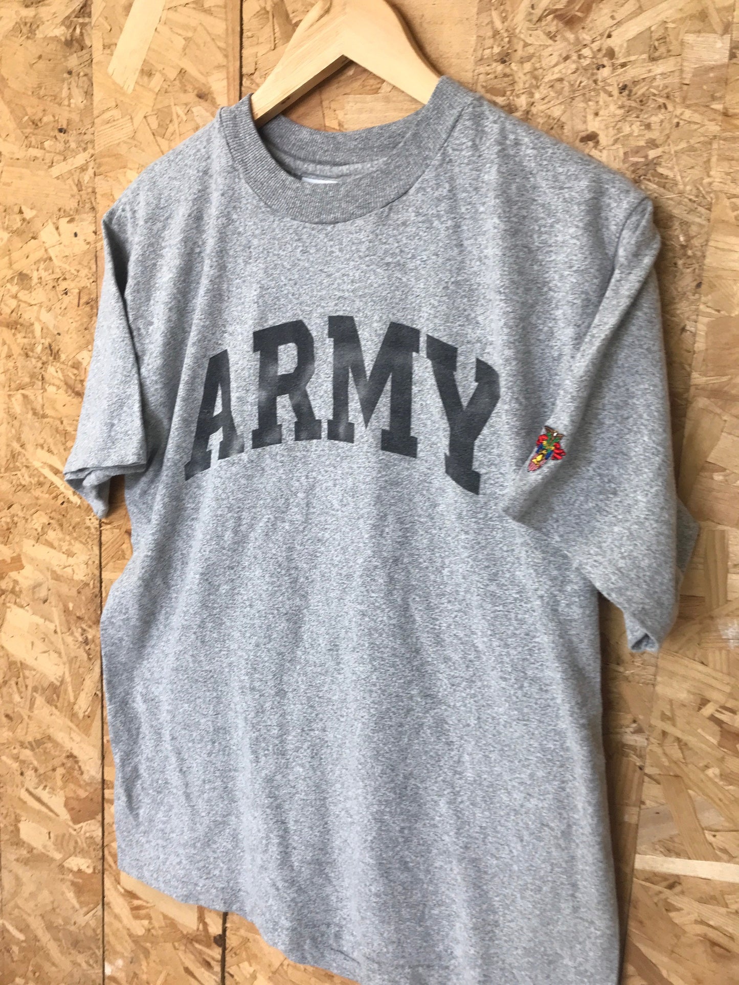 Vintage 80s USA army issue physical training heather grey t-shirt size medium West Point academy AHG