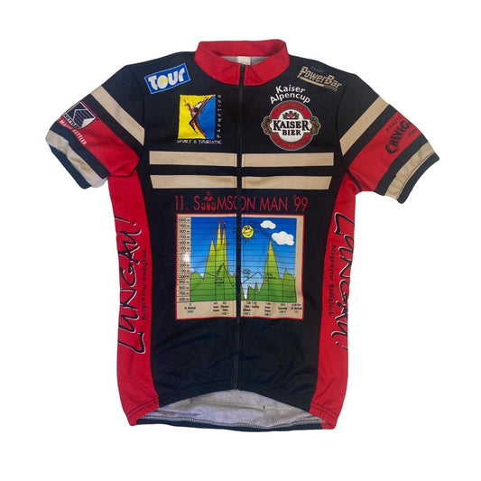 Vintage 90s German Samson Man 99 Kaiser Alpencup Tour de France retro cycle jersey red black size medium