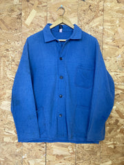 Vintage 80s faded cornflower blue brushed cotton button up chore workers jacket size medium