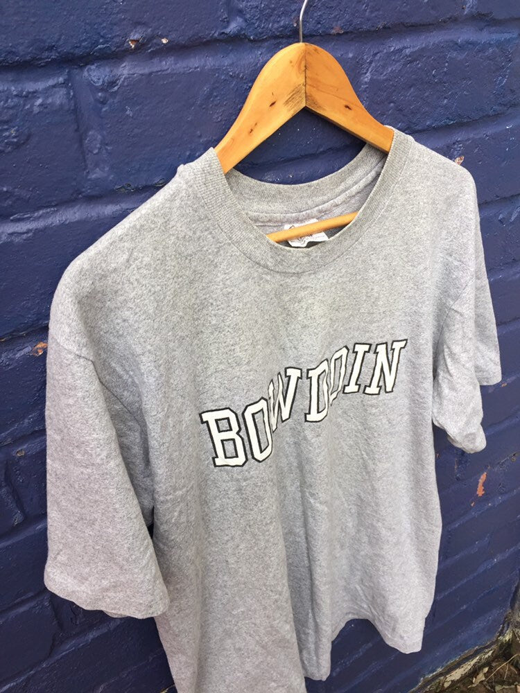 Vintage 90s USA college Bowdoin souvenir grey t-shirt by the cotton exchange size large