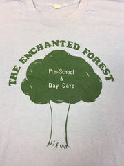 Vintage 80s USA The Enchanted Forest Pre school & daycare light blue t-shirt size medium