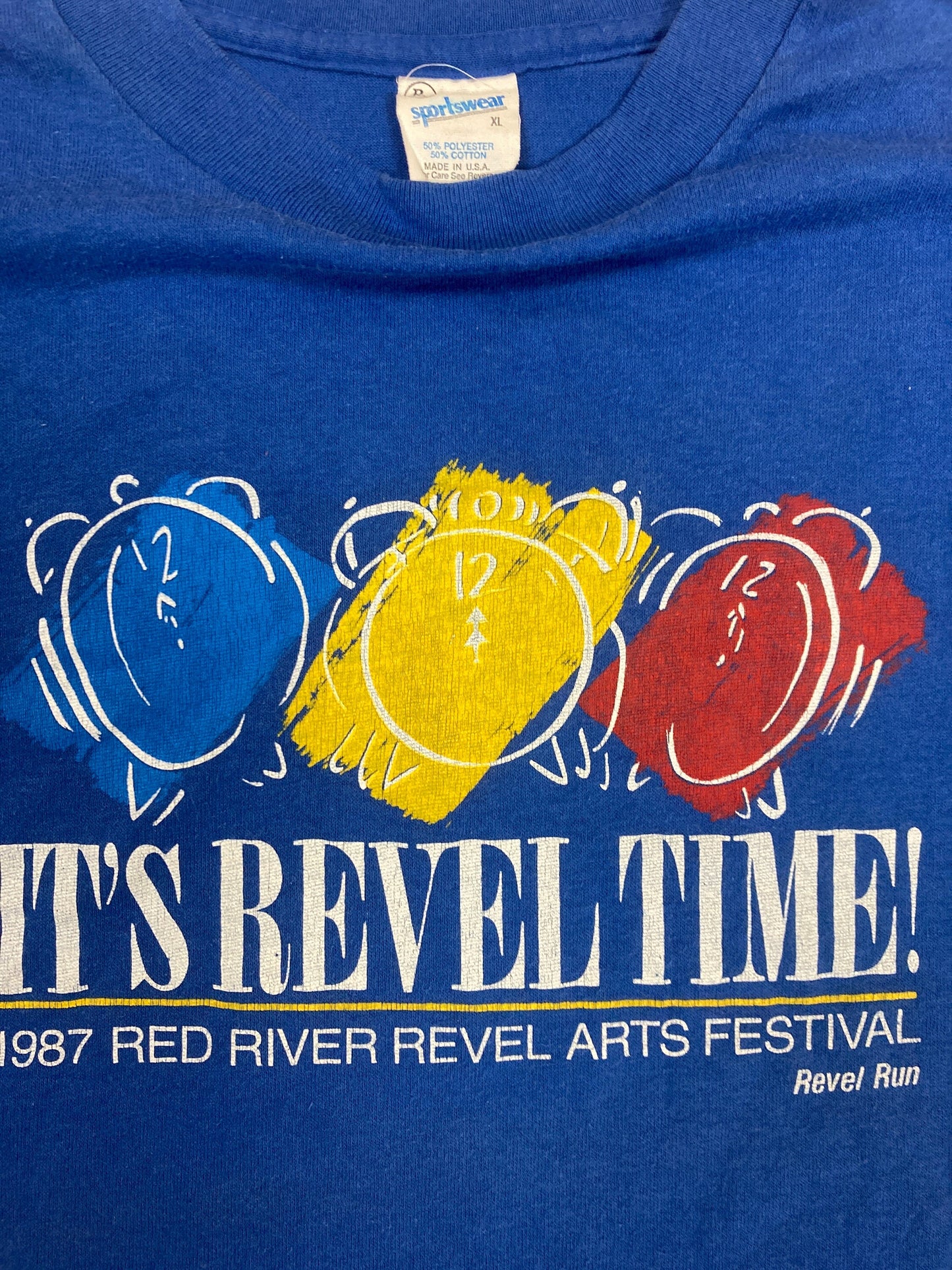 Vintage 80s Red River Revel Arts Festival 87’ blue t-shirt size XL