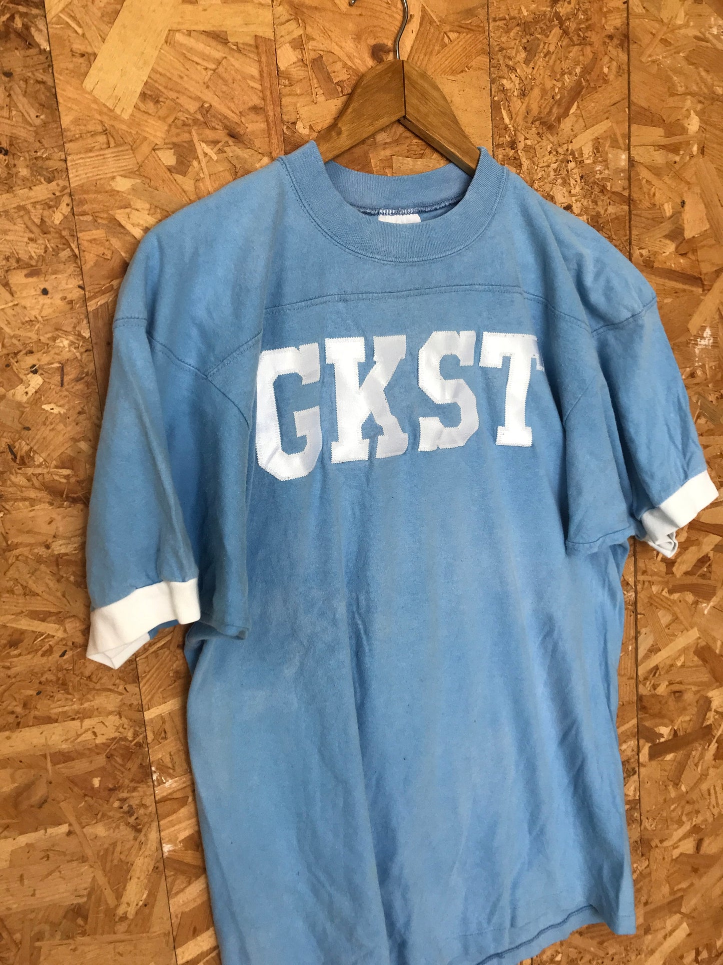 Vintage 90s light blue Kaitlyn GKST college varsity team football USA t-shirt size medium