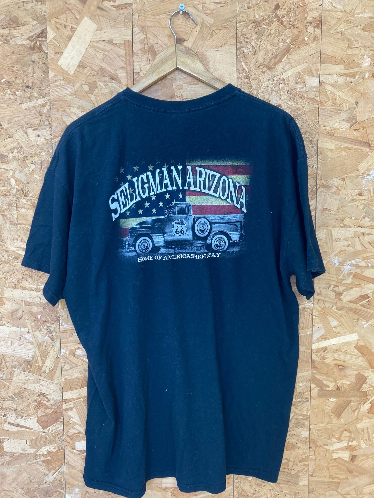 Vintage 90s Seligman Arizona Route 66 USA black souvenir t-shirt size XL