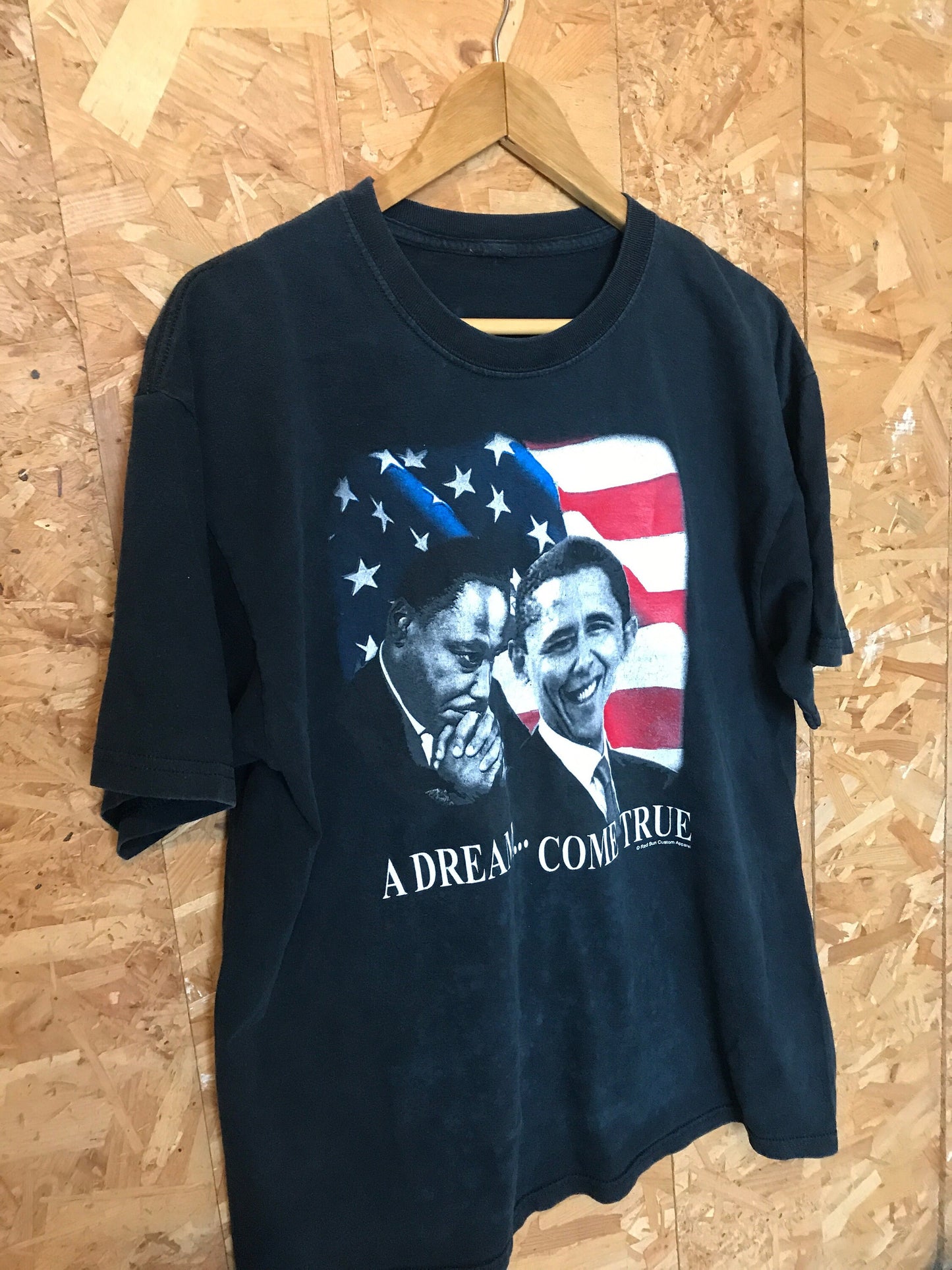 Vintage Y2K Martin Luther King & Barack Obama USA black distressed souvenir t-shirt size XL