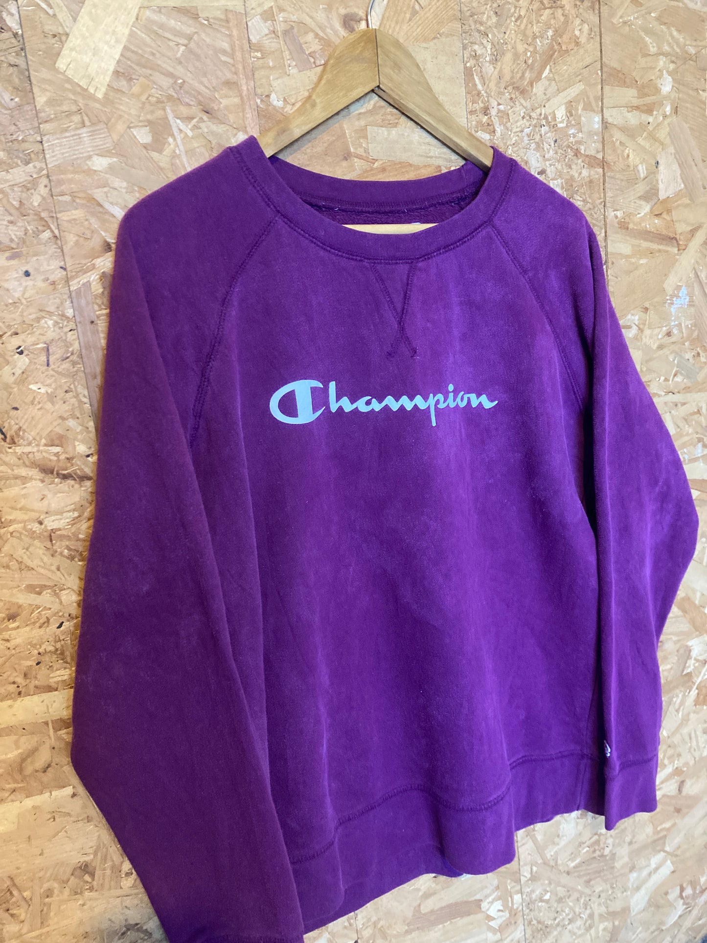 Vintage Y2K purple Champion spell out crew neck sweater size large