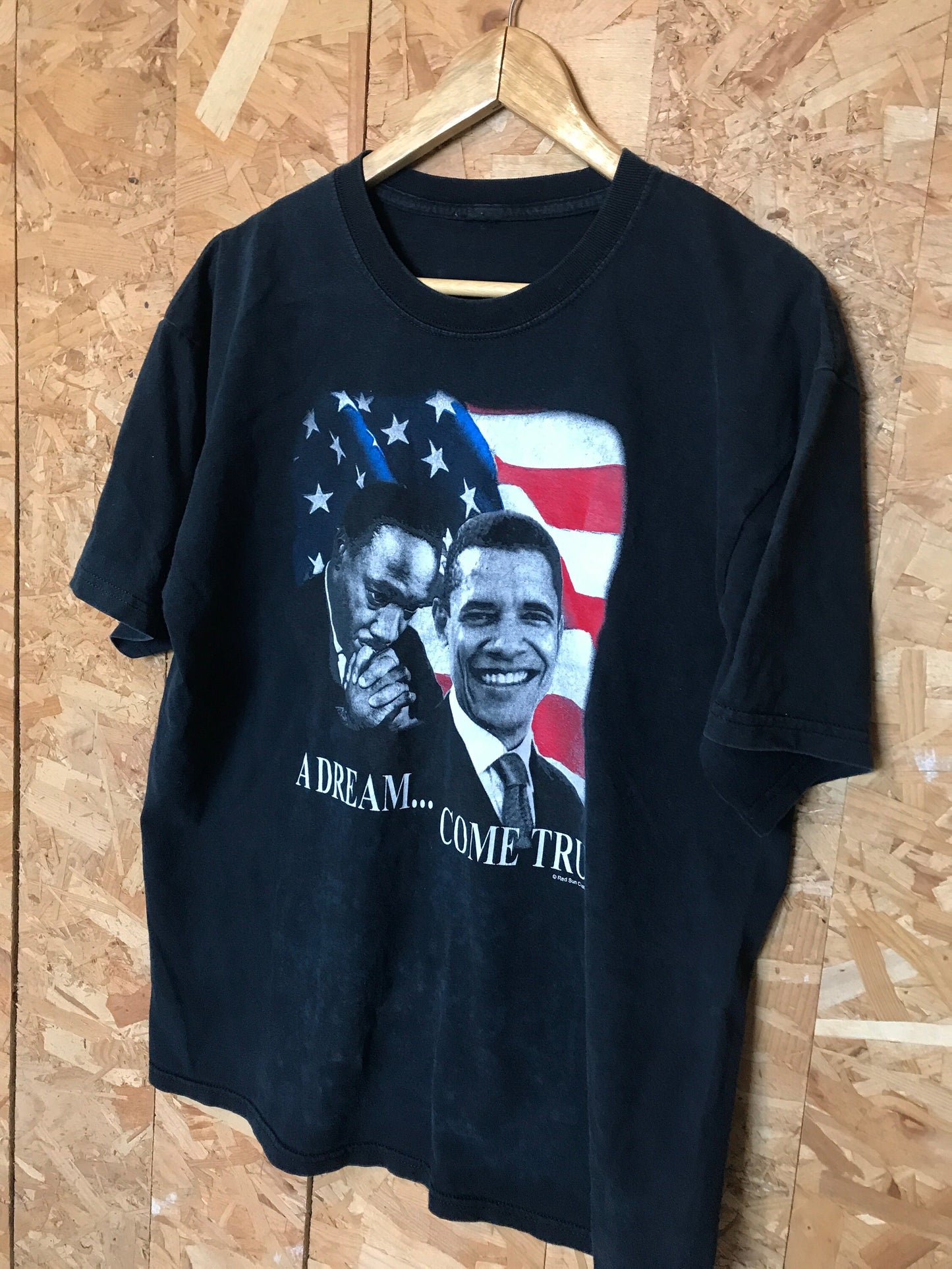 Vintage Y2K Martin Luther King & Barack Obama USA black distressed souvenir t-shirt size XL