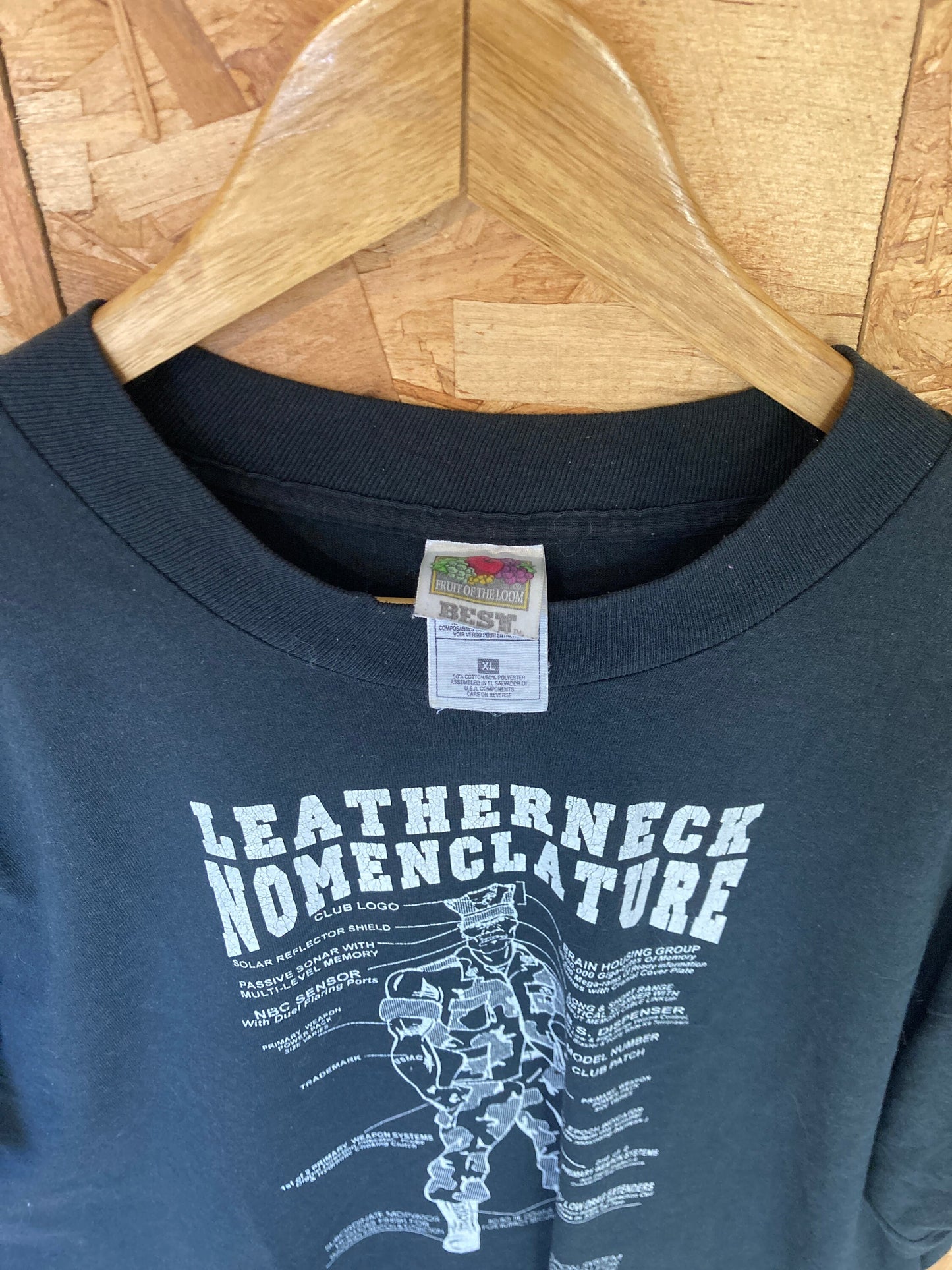 Vintage 90s black Leatherneck Nomenclature USA army soldier funny quirky souvenir t-shirt size XL