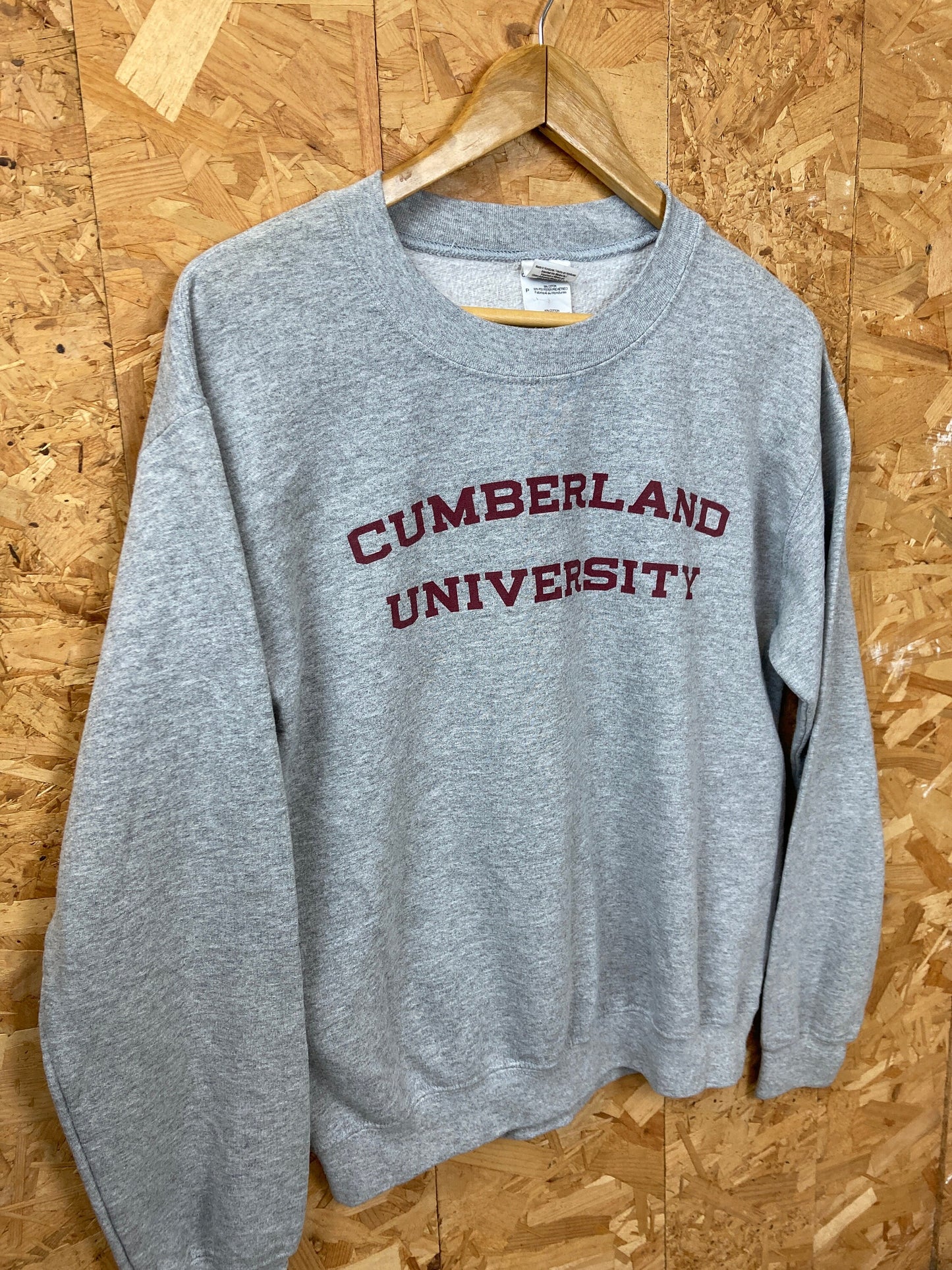 Vintage Y2K Cumberland University Tennessee grey burgundy crew neck sweater size small