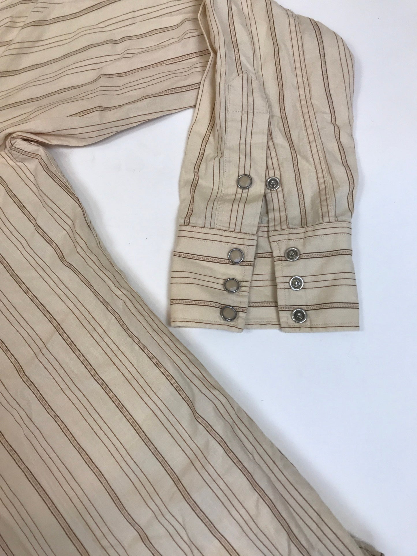 Vintage 90s Polo Ralph Lauren beige striped western cowboy cowgirl rodeo ranch wear shirt size medium