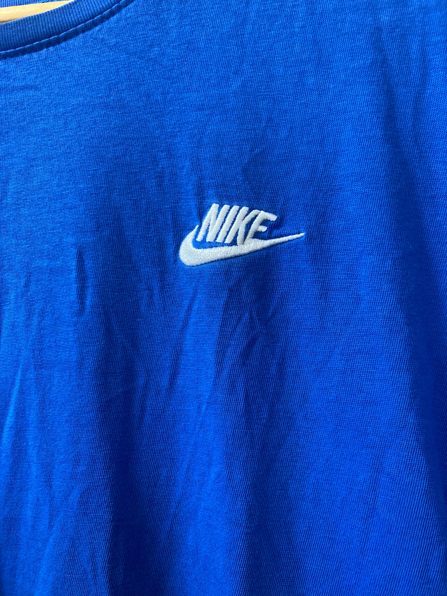 Vintage Y2K mid blue minimal nike embroidered logo t-shirt size large