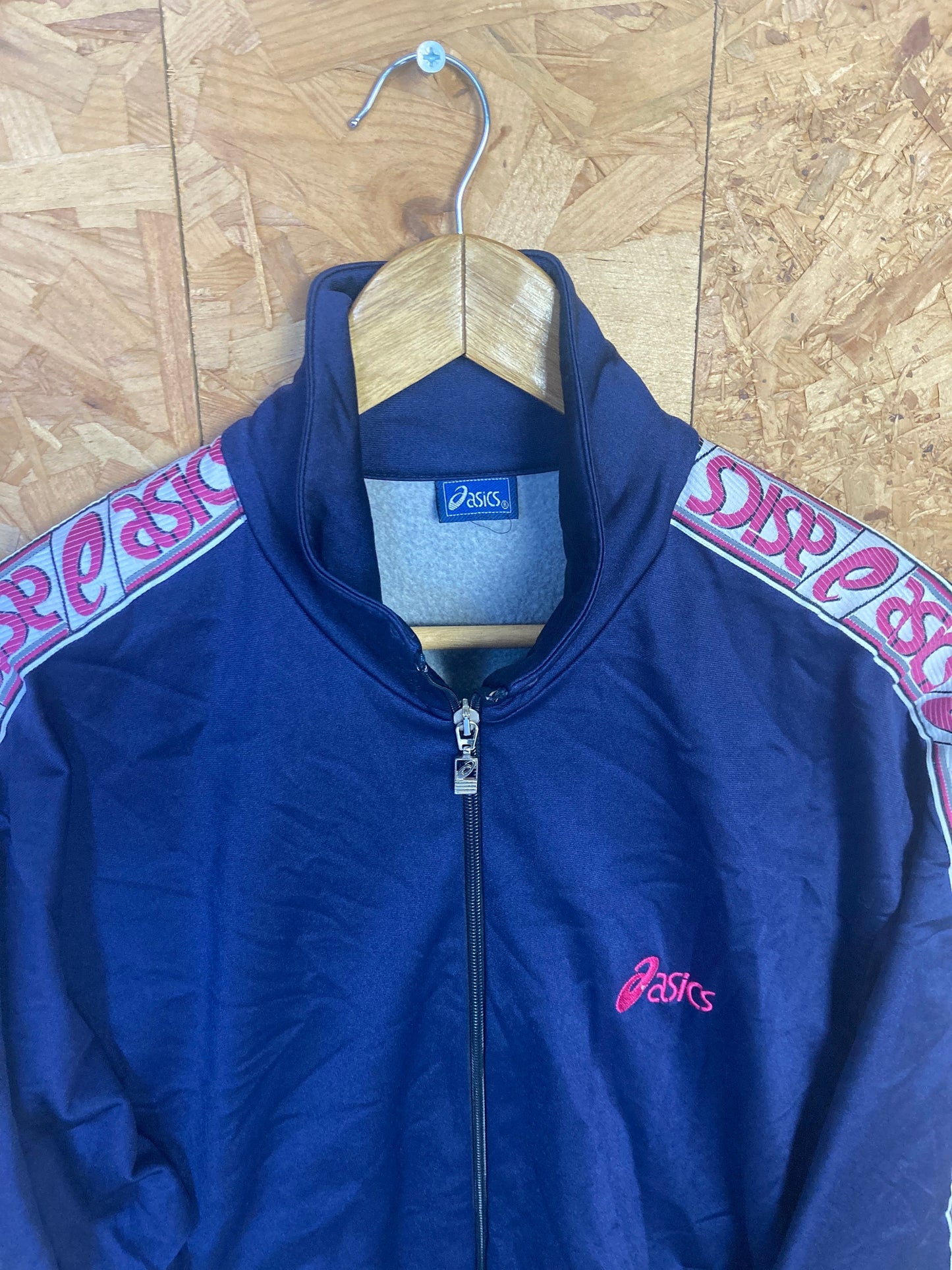 Vintage 90s ASICS blue navy pink gym  track top and trousers set size Large