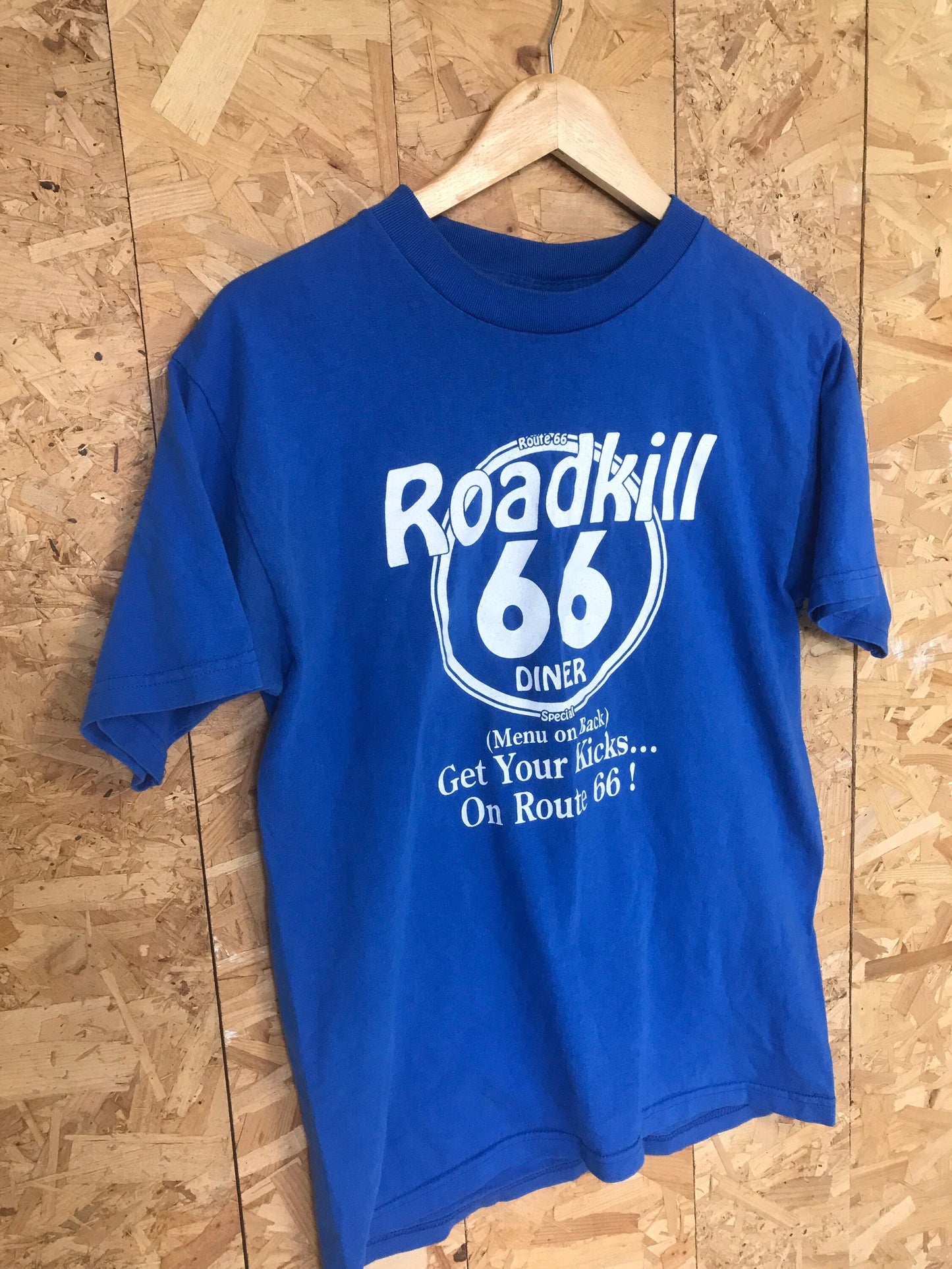 Vintage 80s Roadkill 66 Diner  blue t-shirt size medium