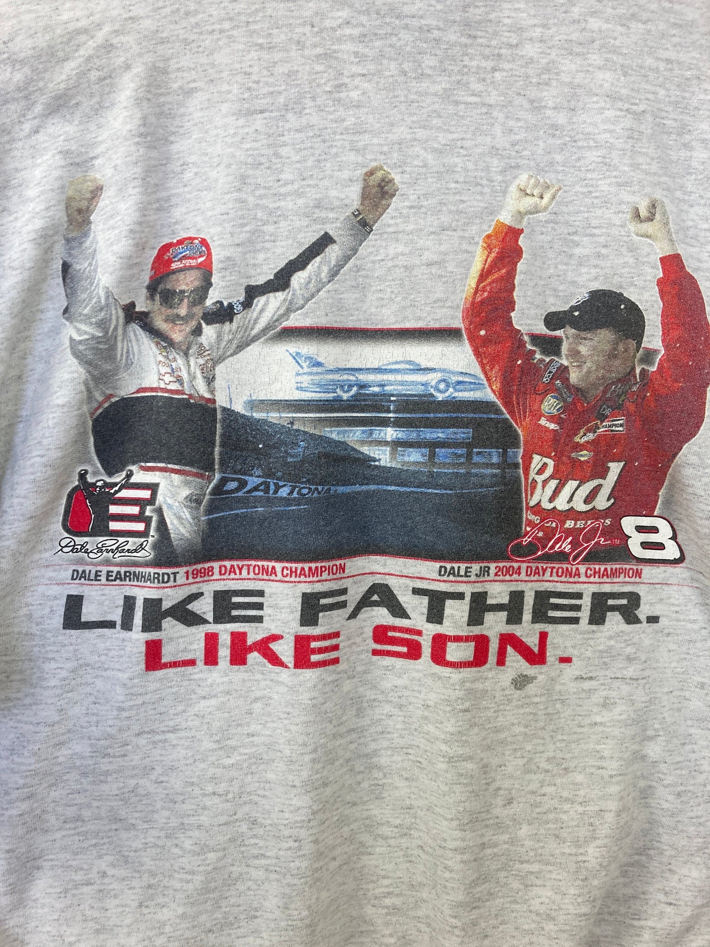 Vintage grey NASCAR Dale Earnhardt Jr Daytona like father like son t-shirt size XL