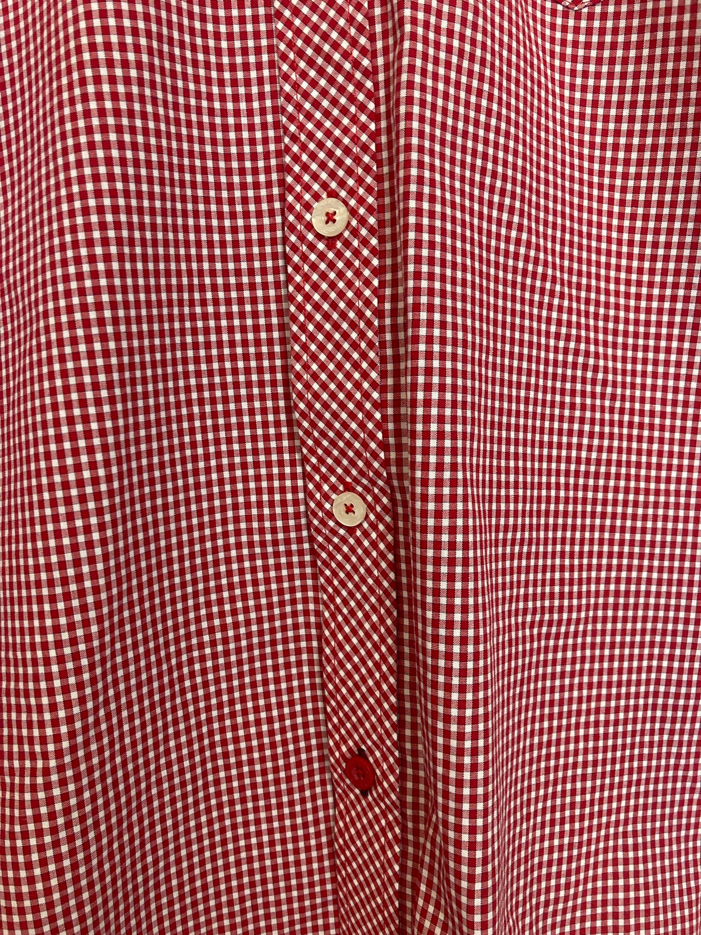 Vintage Ben Sherman red tablecloth fine check short sleeve Mod skinhead retro punk shirt size small