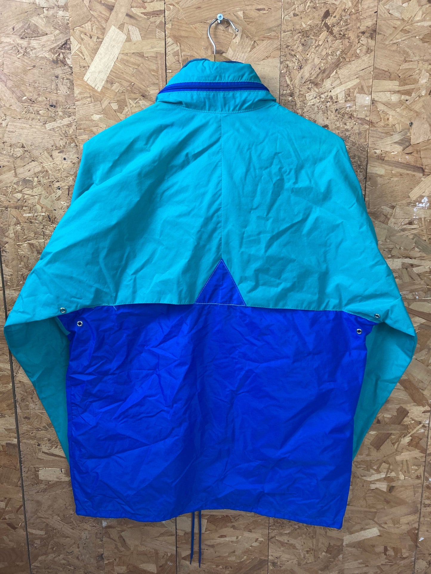 Vintage 90s K-Way blue green lightweight windbreaker waterproof rain jacket size large