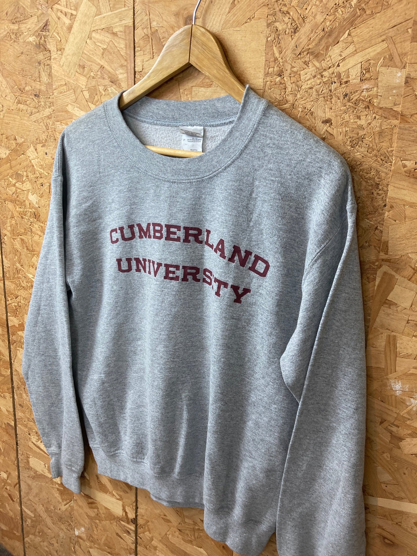 Vintage Y2K Cumberland University Tennessee grey burgundy crew neck sweater size small