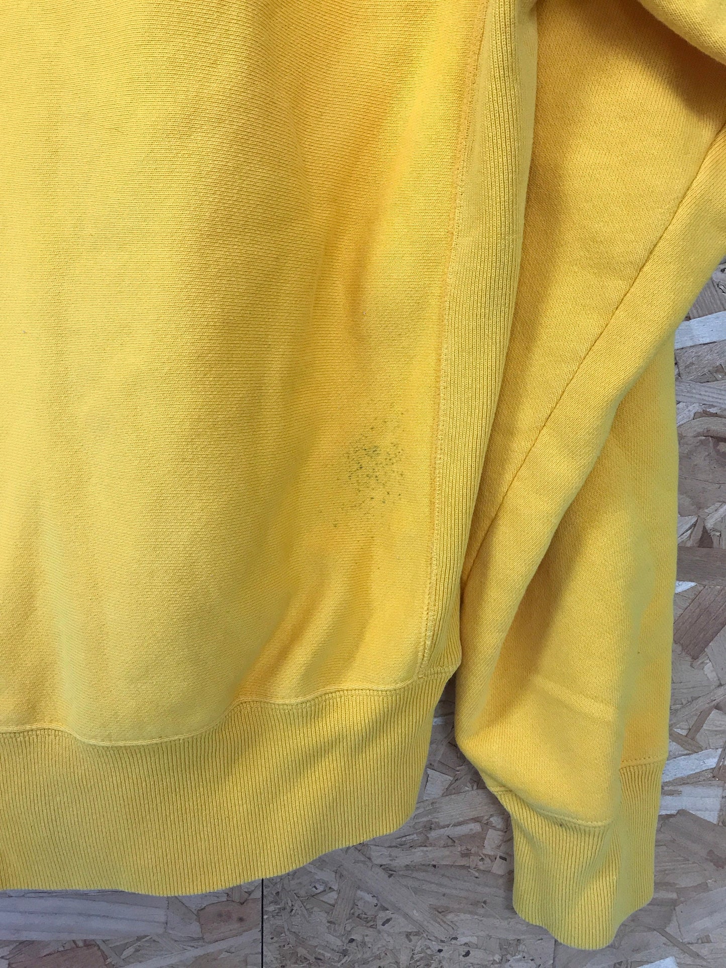 Vintage early 90s Champion USA heavy duty reverse weave yellow hoodie size medium