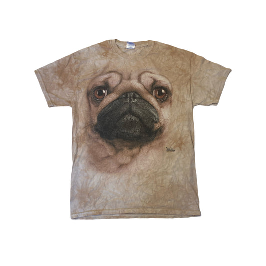 Vintage  Y2K tie dye beige french bulldog print souvenir t-shirt size medium