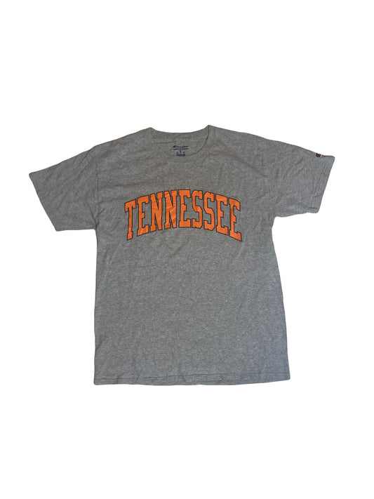 Vintage 90s Tennessee yellow spell out USA college athletics souvenir grey marl t-shirt size medium