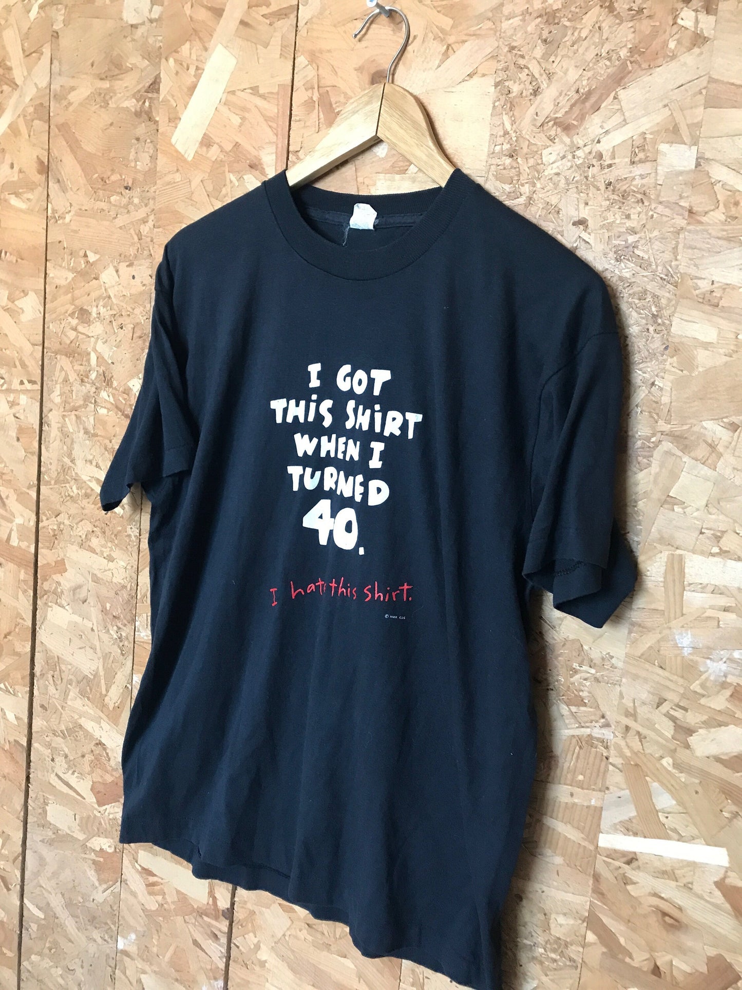 Vintage 90s quirky funny quote 40 year USA black souvenir t-shirt size X-Large