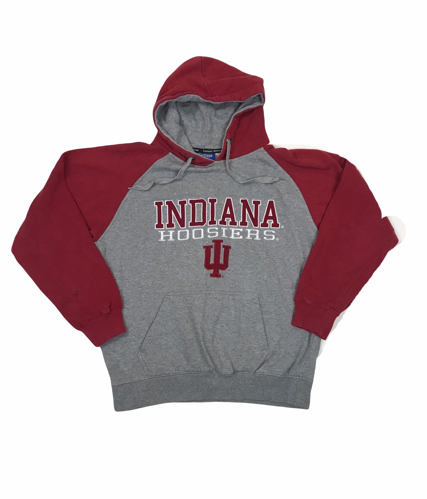 Vintage 90s USA Indiana Hoosiers College uni team grey marl red hoodie size medium