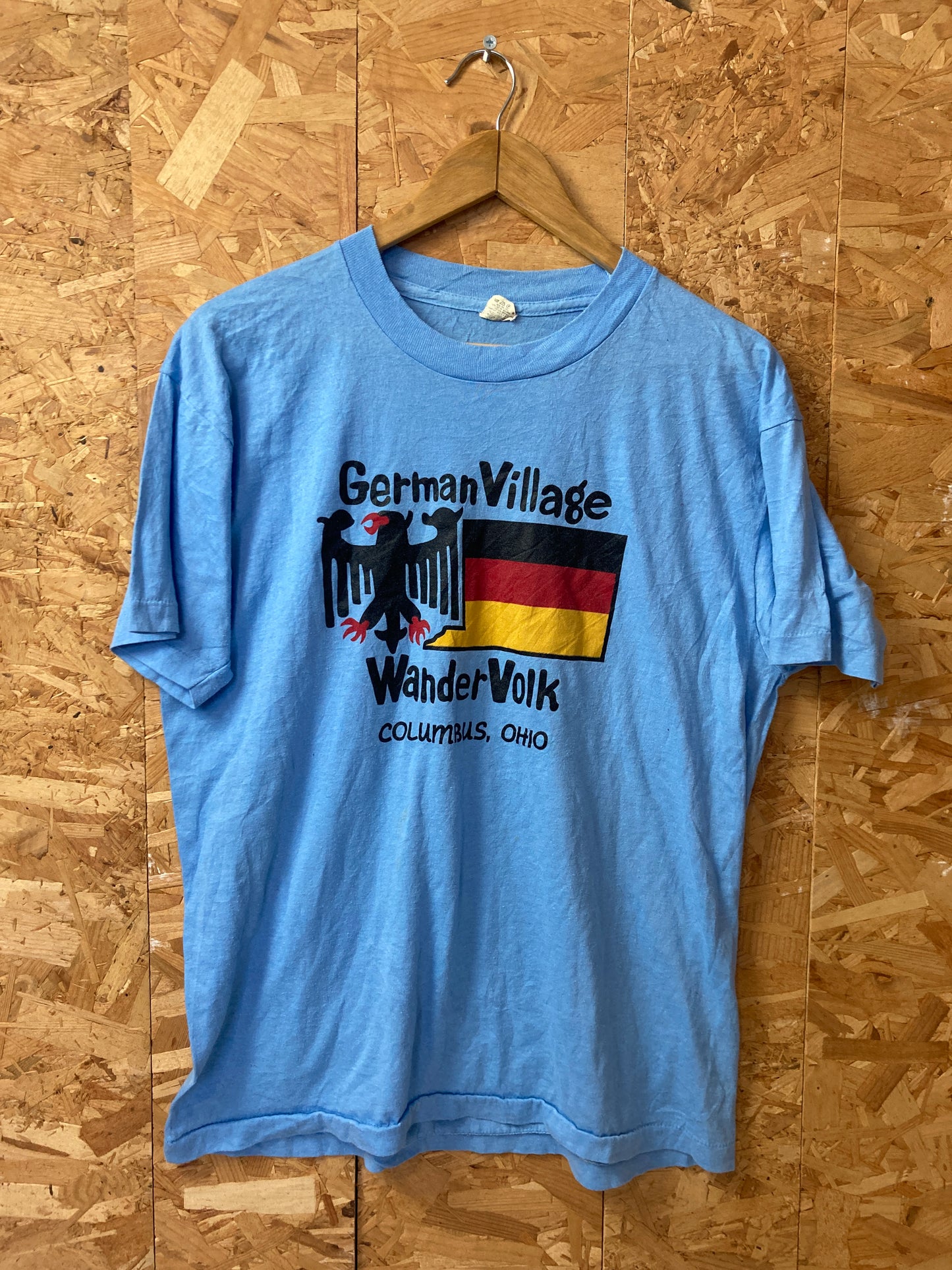 Vintage 90s blue German Village Columbus Ohio souvenir single  t-shirt size XL