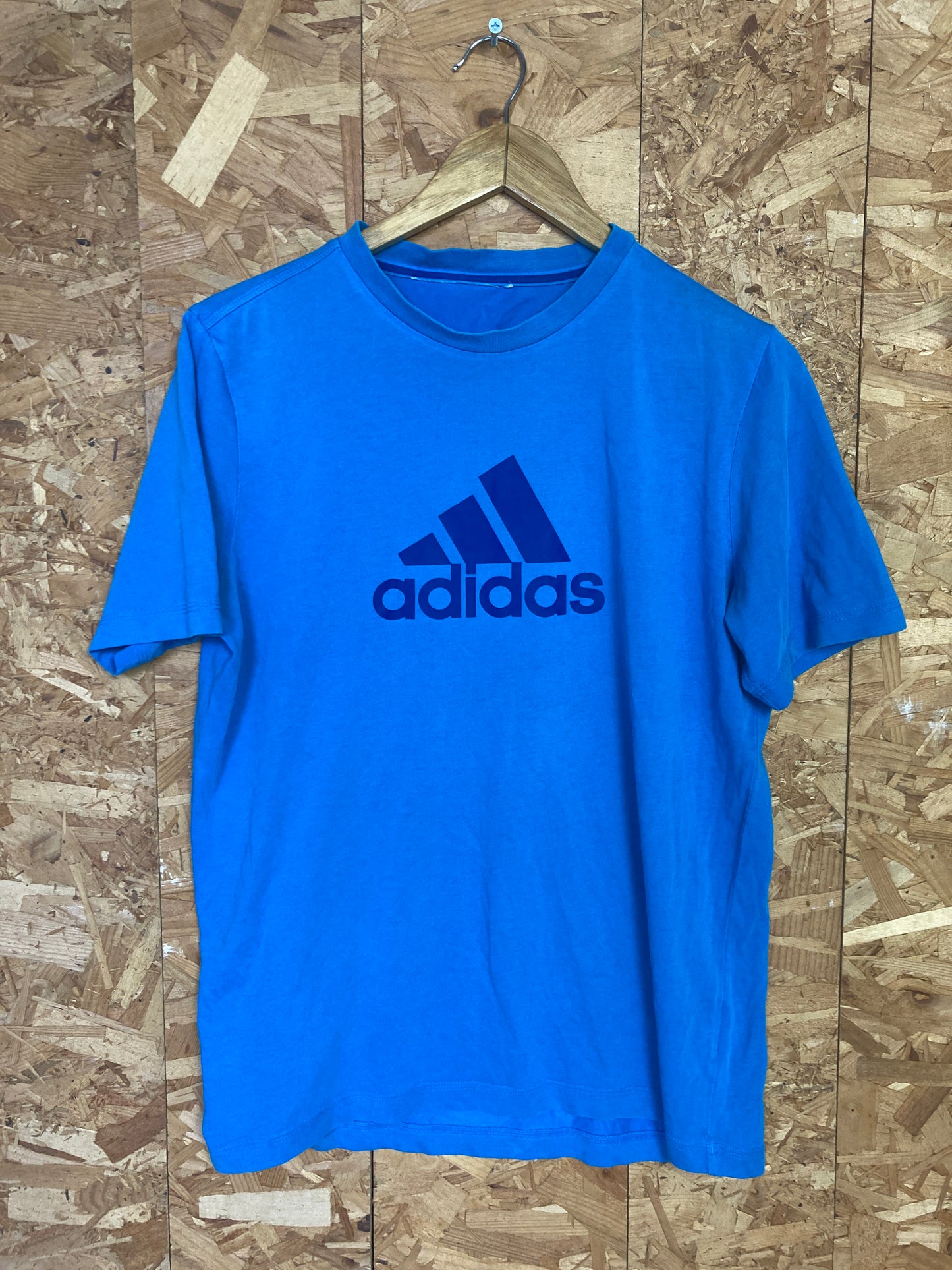 Vintage Y2K Adidas electric blue spell out logo t-shirt size medium