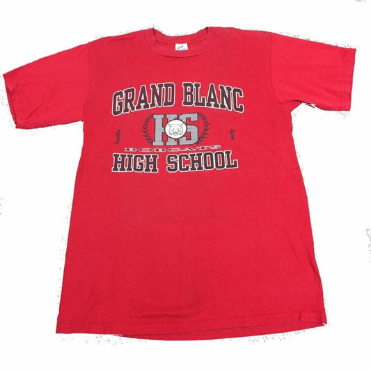 Vintage 90s red Grand Blanc Bobcats High School USA college souvenir t-shirt size large