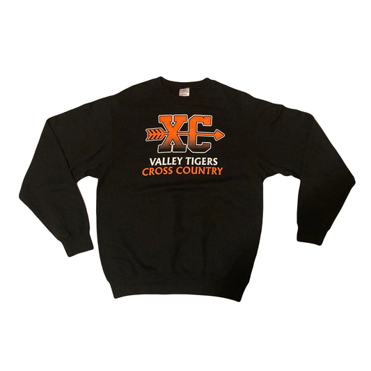 Vintage Y2K Valley Tigers Cross country USA college souvenir black orange crew neck sweater size med